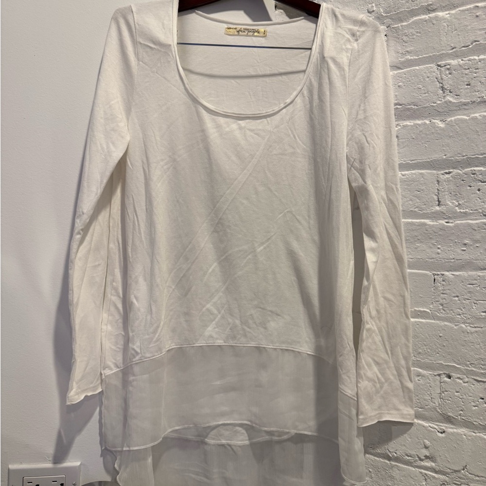 Free People Sheer White Blouse